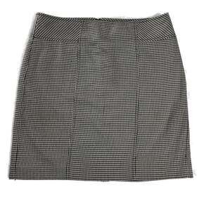 LOFT houndstooth pencil‎ skirt black white stretch workwear size 10